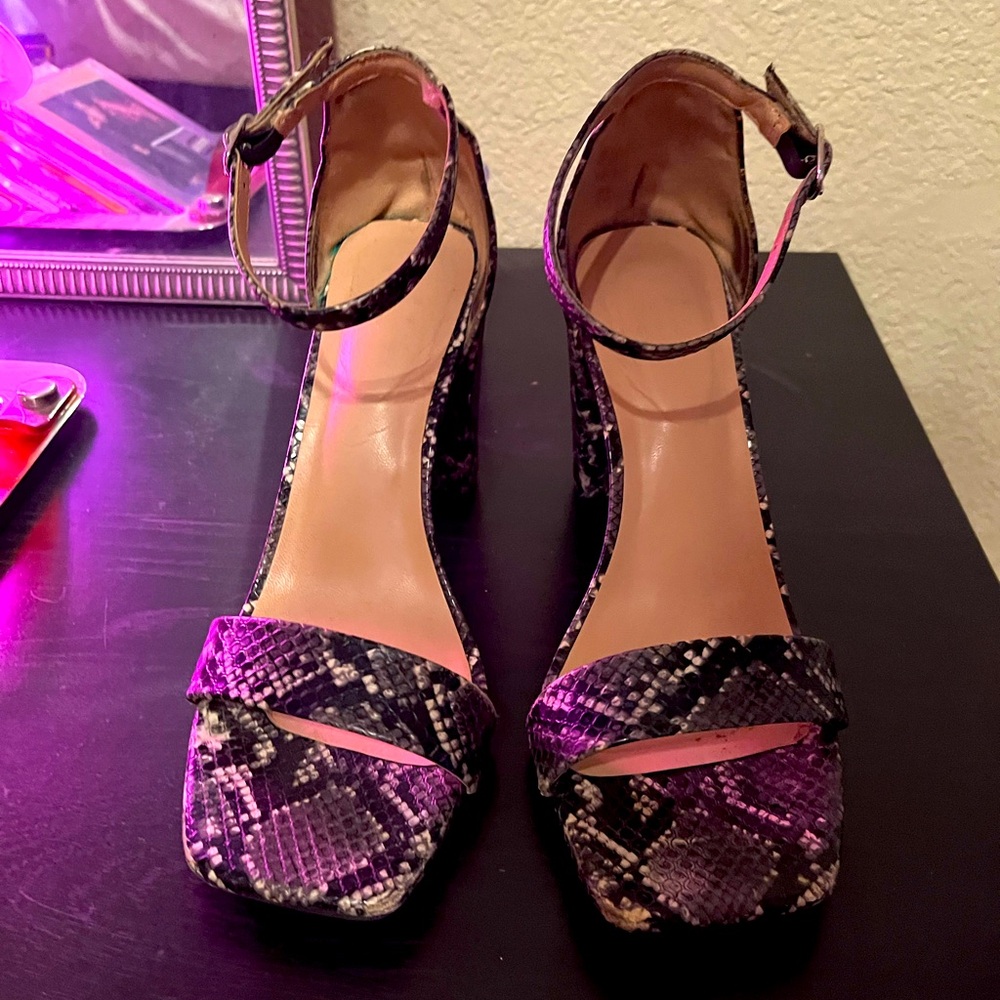 Snake Print Block Heels